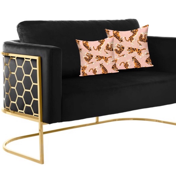 Luxury Home | Preppy Chic Pink Tiger Print Linen Blend Throw Pillow Cover 🐅 - Picture 2 of 4